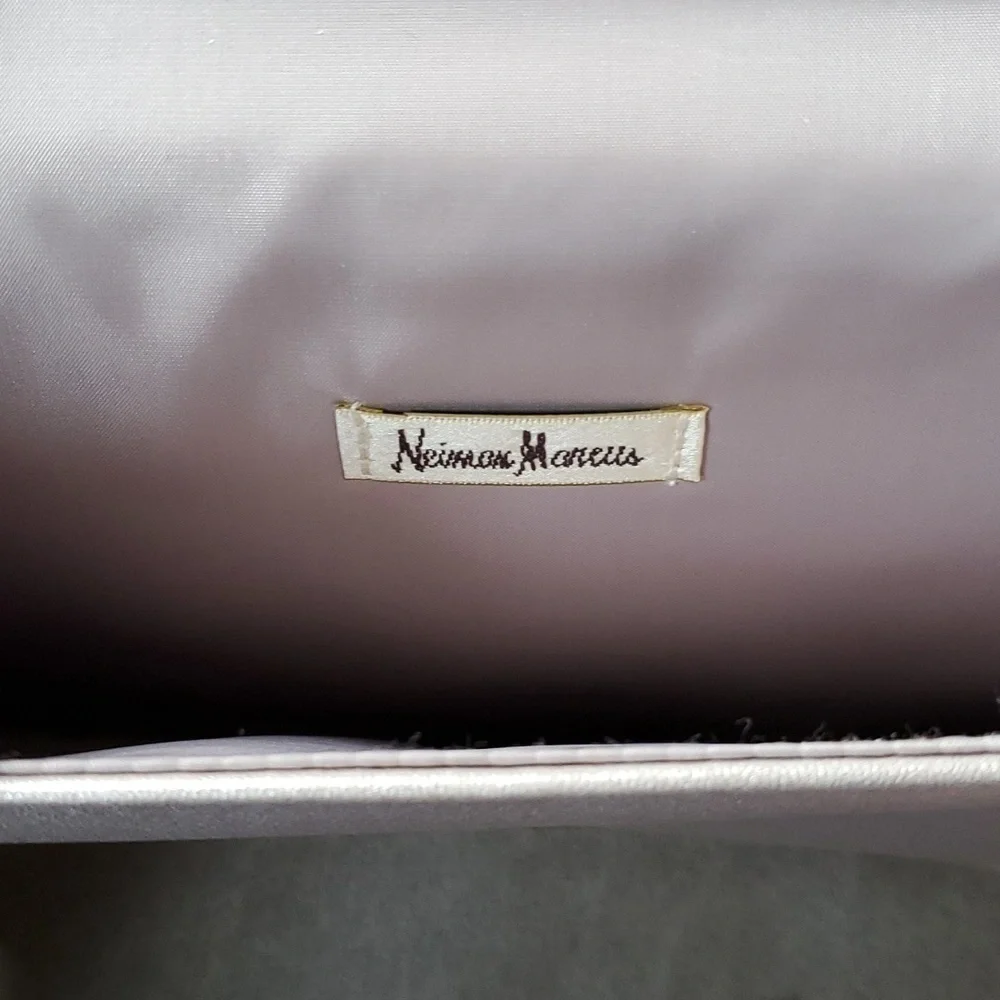 Neiman Marcus Faux Leather Metallic Clutch
